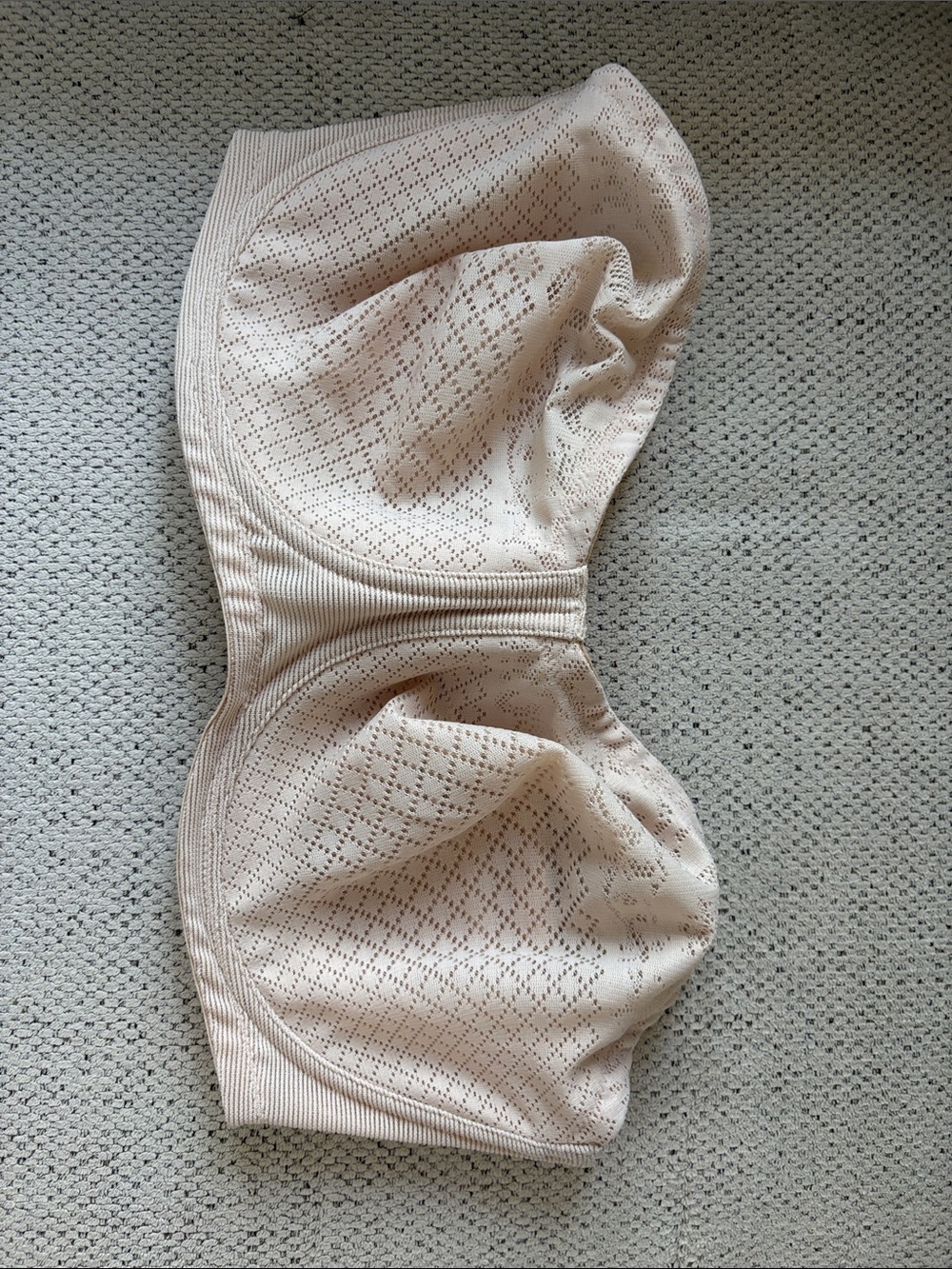 Wacoal Cream Strapless Lace-Pattern Bandeau/Strapless Bra